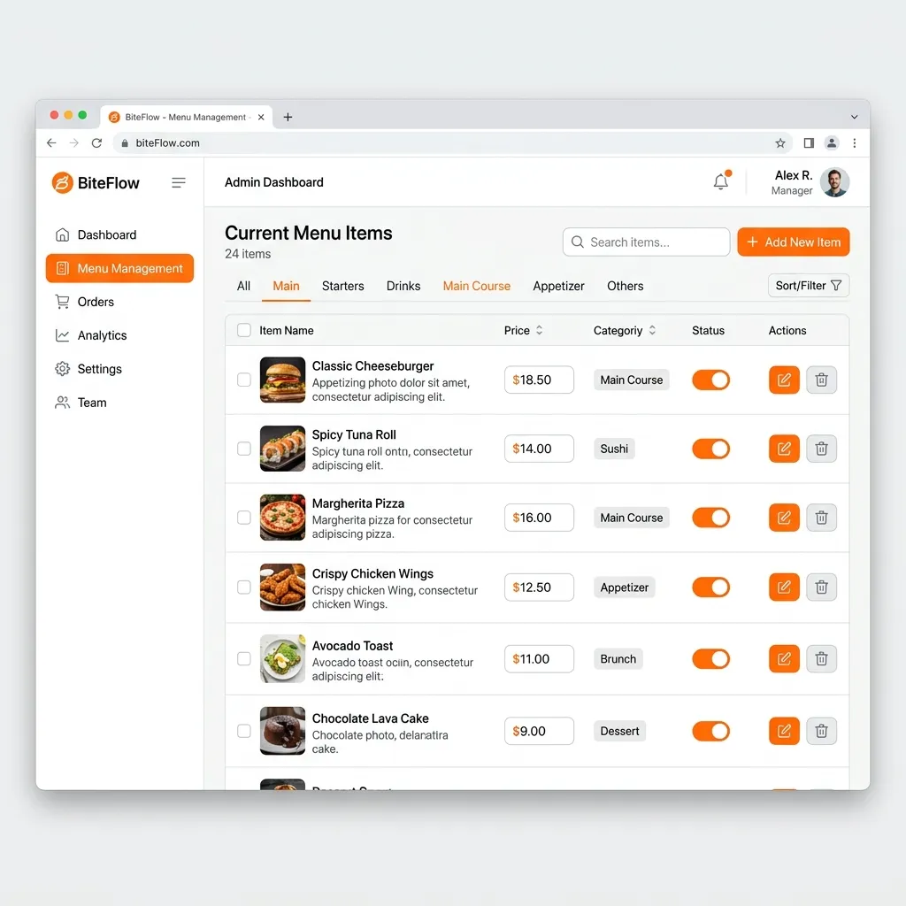 Panel de control intuitivo para actualizar precios